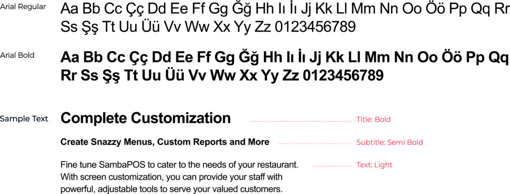 SambaPOS Fonts Arial